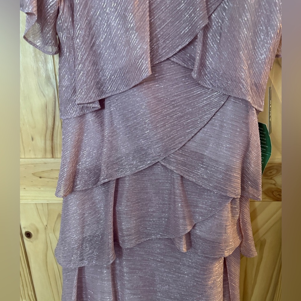 SLNY Shimmering Mauve High Low Dress - Picture 9 of 10